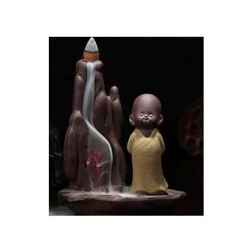 Original # TOP collectors edition ceramic ART -Zen Buddha CHAN DAO Little Monk incense color pottery ART- business gift