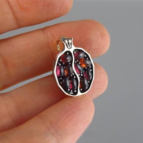 Fruit Pomegranate Necklaces Pendants Red Garnet Natural Stone Necklace Women Long Necklaces Jewelry Birthday Gifts