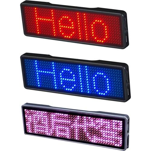 Rechargeable Bluetooth Digital LED Badge DIY Programmable Scrolling Message Board Mini LED Display LED Name Tag Insignia party