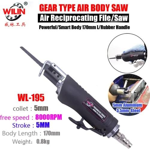 Air Body Saw Gear Driven Pneumatic Saw Files Kit Sheet Metal Reciprocating File Saw 5mm Aluminum Cut Off Tool Autobody Work