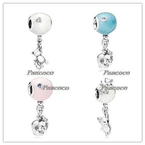 925 Sterling Silver Mouse Floating Balloon With Two Mice Friends Dangle Charm Fit Women Pandora Bracelet & Necklace Jewelry