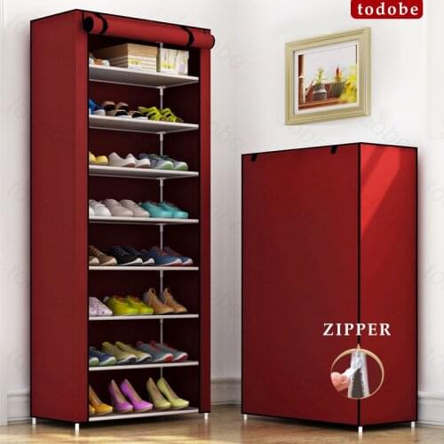 Simple Shoe Rack Nonwoven Dustproof Storage Shelf Hallway Space-saving Organizer Stand Holder Waterproof Zipper Shoe Cabinet