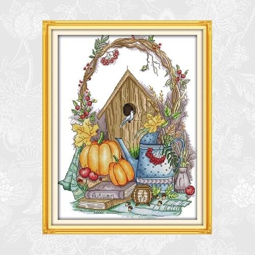 Autumn impressions Counted Printed Cross Stitch kits Sale, Embroidery Needlework Set, Home Decoration Send Accessory Tools