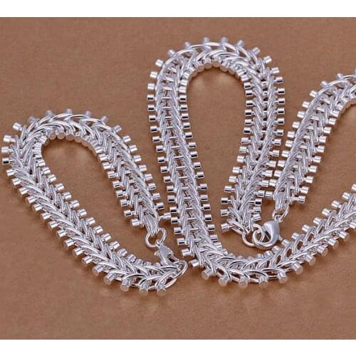 S042 Wholesale Free Shipping Silver Fine Jewelry Sets,925-Sterling-Silver Charms Fashion Fish Bone /aisaizza Aukajlra