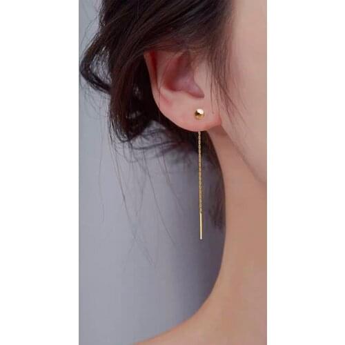 YUN RUO Fashion Vintage Gold Ball Stud Earring Line Woman 18K Gold Color Titanium Stainless Steel Jewelry Not Fade Anti Allergy