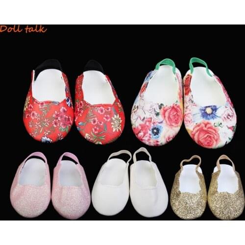 Elastic Rope Slippers 7.5cm Flower Doll Shoes For 43cm 18 Inch Doll Special Scrub Cool Shoes Fit Diy Handmade Doll Kids Gift