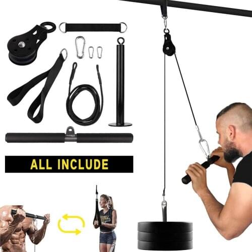Fitness DIY Pulley Cable Machine Attachment System Arm Biceps Triceps Blaster Hand Strength Trainning Home Gym Workout Equipment
