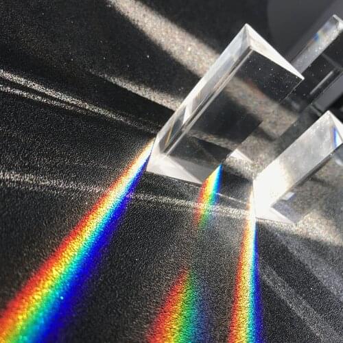 30*30*60MM Triangular Prism BK7 Optical Prisms Glass Physics Teaching Refracted Light Spectrum Rainbow Children Students Present