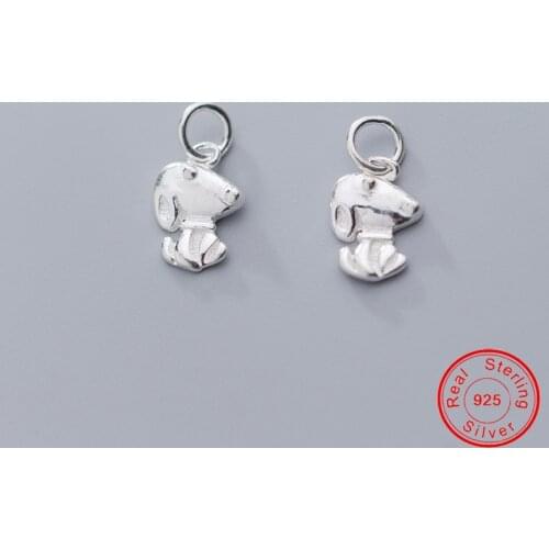 UQBing Real Elegant Silver Sterling 925 Flat Puppy Dog Pendant Charms Fits For Bracelets Necklaces diy Jewelry Findings