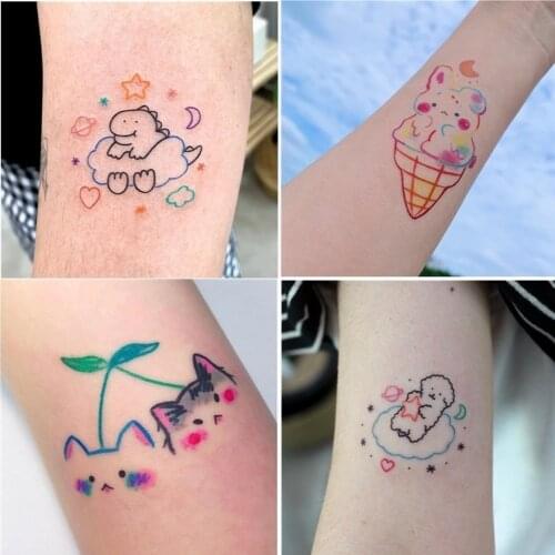 Waterproof Temporary Tattoo Sticker Cute Cartoon Dinosaur Moon Star Cloud Tatto Flash Tatoo Fake Tattoos for Kids Men Women