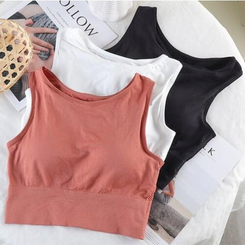 Women Sexy Crop Top Women Tank Top Push Up Underwear Tube Top With Pad Wireless Sports Padded Camisole