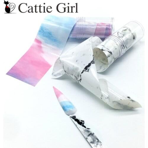 1 Roll 100CM Unicorn Nail Foils Stickers Black Marble Stone Manicure Candy Nail Art Transfer Paper White Decal DIY Decoration