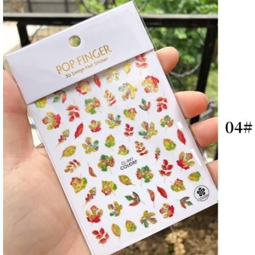 1pcs Maple Leaves Nail Stickers 3D Yellow Gold Fall DIY Sliders Nail Art Decoration Autumn Adhesive Manicure Decals Accessories