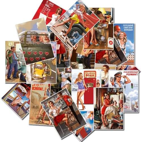 10/25PCS Mixed World War II Girl Sexy Beauty Poster Stickers DIY Laptop Luggage Guitar Skateboard Bike Waterproof Kids Stickers