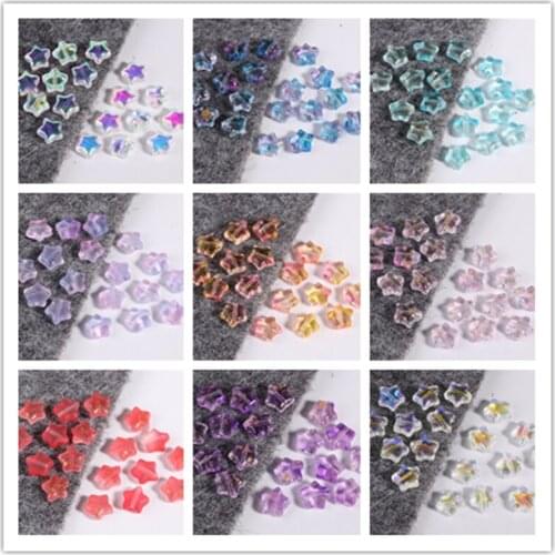 10Pcs/Bag 8mm Czech Colored Glaze Five-Pointed Star Antique Hairpin Shook Glass Beads DIY Handmade Accessories Jewelry Materials