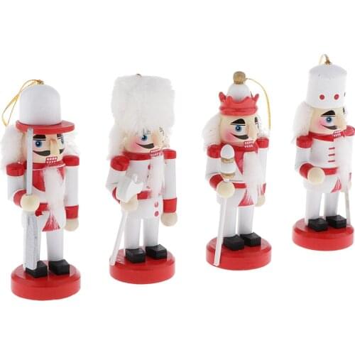 4Pcs/set Nutcracker Ornaments Wooden Nutcracker Figures Christmas Decorations