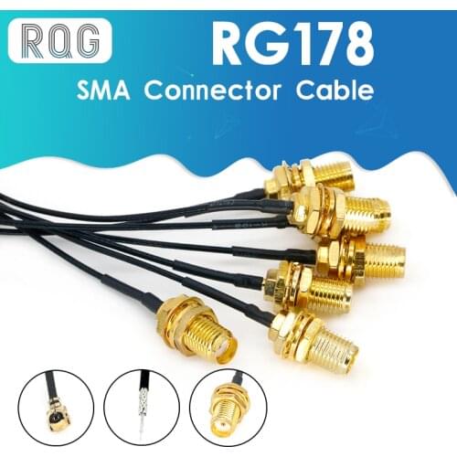 5pcs SMA Connector Cable Female to uFL/u.FL/IPX/IPEX RF Or NO Connector Coax Adapter Assembly RG178 Pigtail Cable 1.13mm
