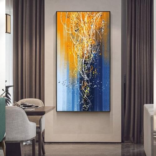 Abstract Gold Foil Flowing Yellow Tree Painting Modern Gold Posters Blue Prints Art Wall Picture for Living Room Nordic Tableaux