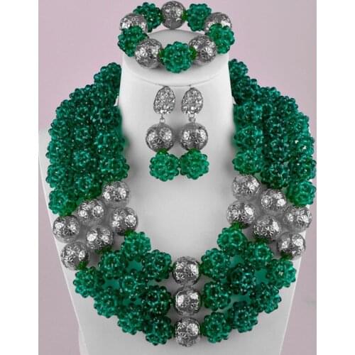Army Green Teal Green African Jewelry Set Nigerian Beads Necklace Sets