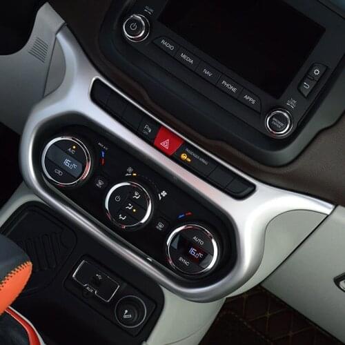 BBQ@FUKA Car Dashboard AC Switch Panel Console Chrome Cover Trim Frame For Jeep Renegade 2017 Car Interior Accessories Styling