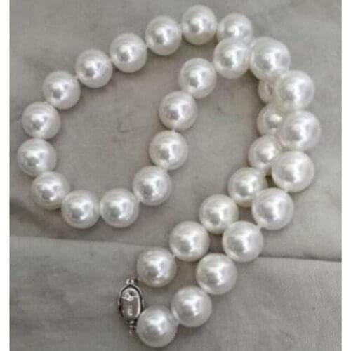Free shipping Noble fine jewelry 11-12mm natural south seas white pearl necklace