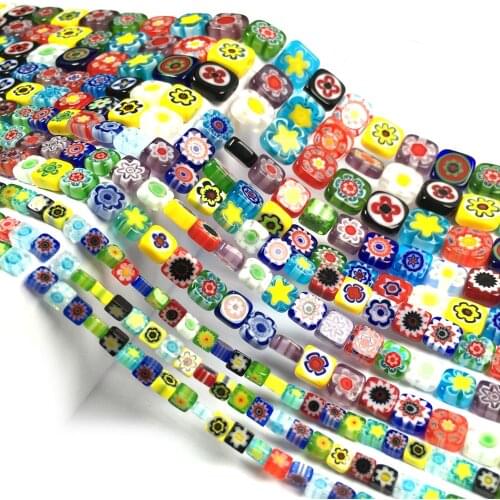 Natural Semi Precious Stone Beads Thousand Flowers Square Sheet Making Necklaces Bracelets And Earrings For DIY 4/6/8/10mm