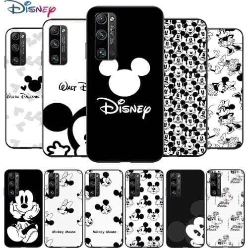 Mickey black and white for Huawei Honor V30 20 Pro X10 9S 9A 9C 9X 8X 10 9 Lite 8 7 Pro Silicone Soft Black Phone Case