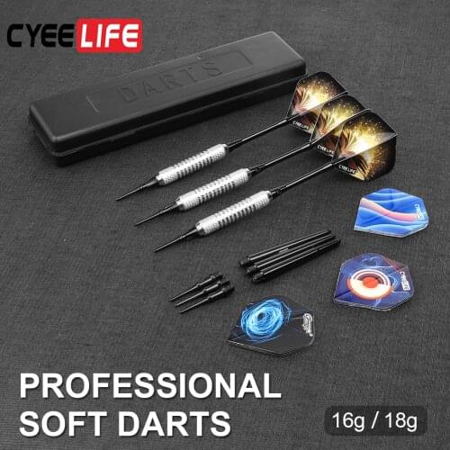 CyeeLife 16/18g Professional Darts Soft Tips Set For Electronic Dartboard,Plastic tip darts with carry case&Extra Flights