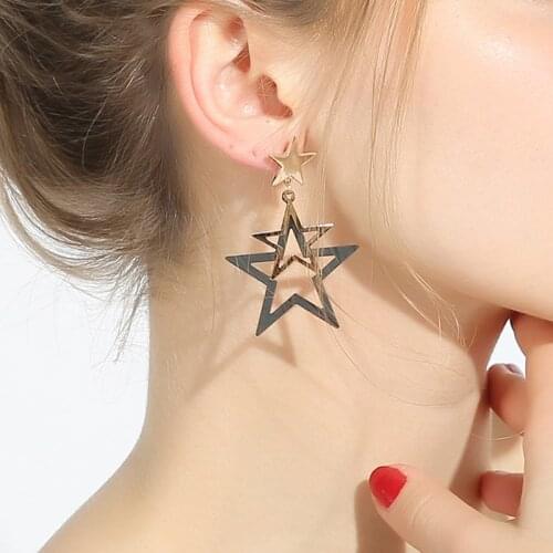 Dara Fashion Jewelry Black Star Women Earrings for Wedding Party 2021 Trendy