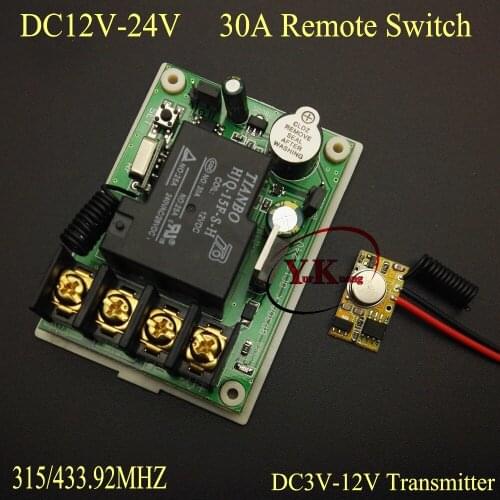 EV1527 Transmitter PCB Input Power Transmitting Signal Remote DC12V-24V 30A Relay Contact RF Wireless Switch NO COM NC Normally