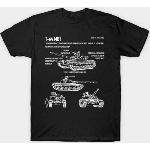 T-64 Soviet Russian Battle Tank Blueprint Gift T-Shirt. Summer Cotton Short Sleeve O-Neck Mens T Shirt New S-3XL