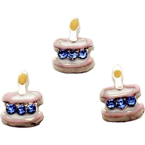 Hot Sale 10pcs/lot Metla Enamel Crystal Cake Floating Charms For Living Glass Memory Lockets Necklace DIY Jewelry