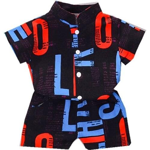 12m-5yrs Boys Sets Letters Summer Cool Fabric Casual Kids Shirt + Shorts Toddler Baby Outfit Childrens Clothes