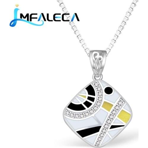 LMFALECA Classic Necklace 925 Silver Jewelry for Women Luxury Enamel Pendant with Stone Box Chain Fine Brithday Party Gift