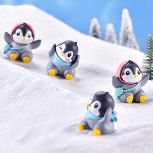 Y3NF Mini Penguin Interactive Realistic Frosted Simulation Penguin Model Miniature Figure Room Potted Plant Ornament