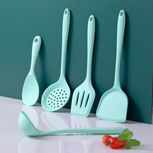 Silicone Kitchenware Set 5pc Cooking Spoon Kitchen Slotted Rice Spoon Non-stick Pan Frying Shovel Soup Spoon Kitchen Accessories
