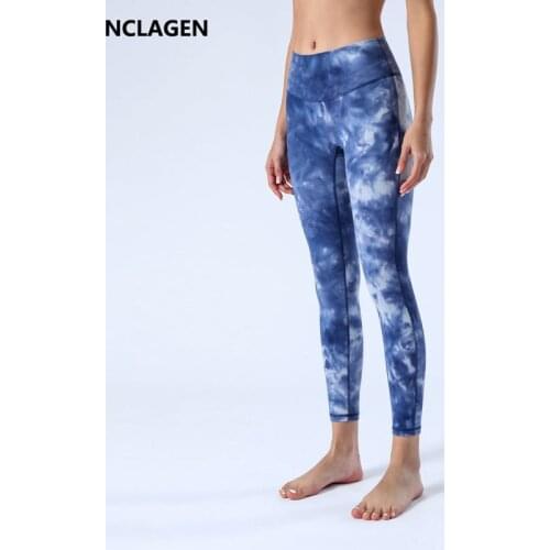 NCLAGEN Yoga Pants Women Tie Dyed High Waist Fitness Capris NO FRONT SEAM Naked Feel Squat Proof Slim GYM Leggings Sport Tights