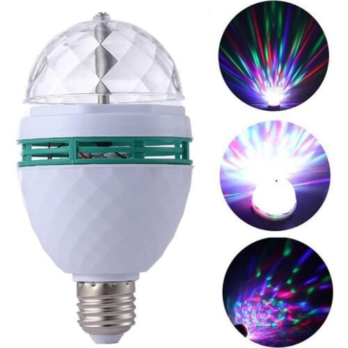 Neon Color Rotary Disco Ball Light E27 Crystal Magic Lamp 3W Colorful Projection Lamp DJ KTV Bar Stage Color Change Atmosphere