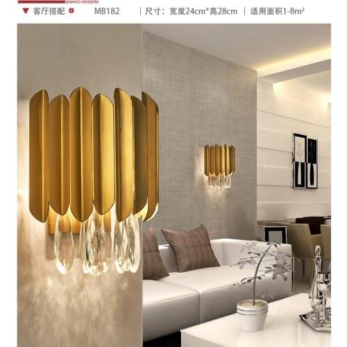 Postmodern light luxury crystal wall lamp designer living room bedroom bedside lamp hotel staircase background wall lamp