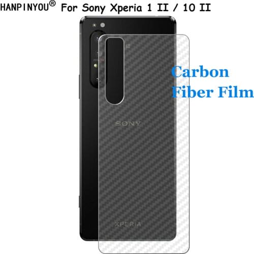 For Sony Xperia 1 II / 10 II 3D Transparent Carbon Fiber Rear Back Film Stiker Screen Protector (Not Tempered Glass)