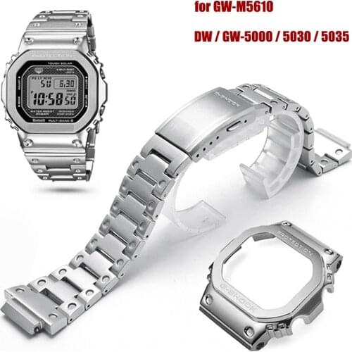 GW-M5610 Set Metal Watch Band 316 Stainless Steel Watchbands Case for Casio G-Shock DW5035 G-5600 Bracelet Watch Strap + Bezel