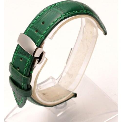 High Quality Genuine Green Bamboo Grain Cow Leather Watchbands14MM 16MM 18MM 20MM 22MM Watch Strap Bands Mens Womens bracelets