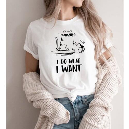 I Do What I Want Cat Shirts Funny Cat Shirt Gift for Cat Lovers Unisex Cute Casual Tee Women Kawaii Graphic Tops