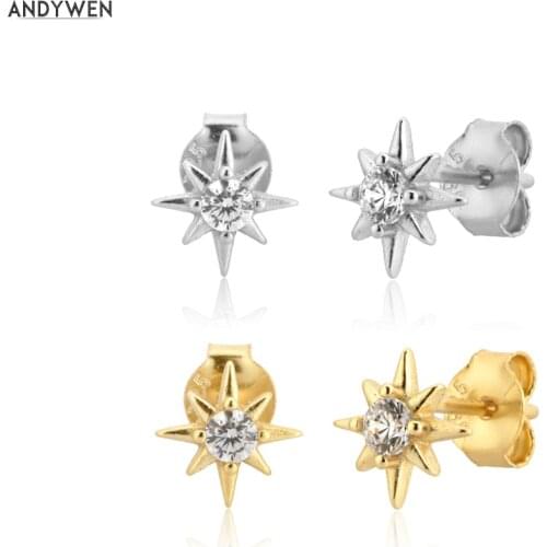 ANDYWEN 925 Sterling Silver Snow Flower Stud Earring Women Fashion Piercing Tiny Small Clips Women Jewelry 2020 Pendiente