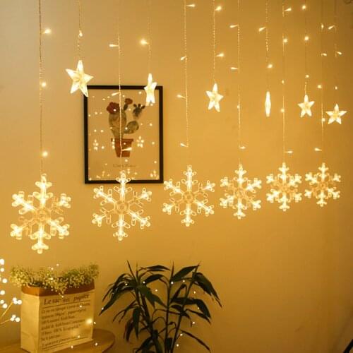 Snowflake LED String Lights Snowflake Curtain Lights Fairy Tale Lamp Christmas Day Lights Wedding Room Festive Decoration Light