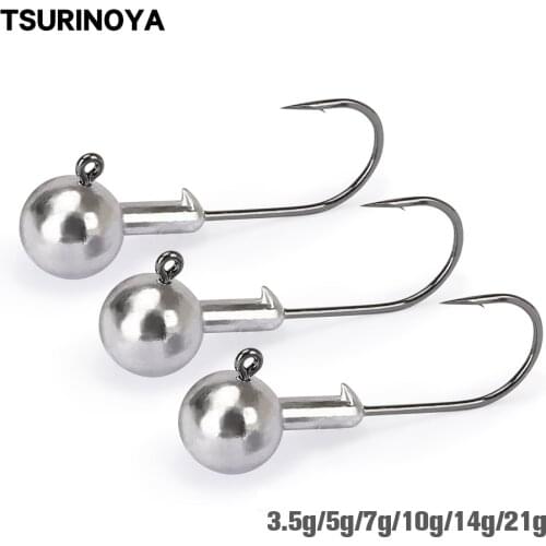 TSURINOYA 3.5g 5g 7g 10g 14g 21g Crank Lead Jig Head Fishing Hooks Soft Worm Lure Fishing group Tackle Aaccessories