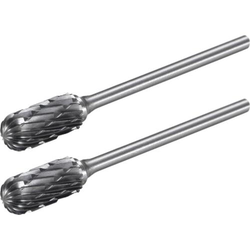 Uxcell 2pcs Tungsten Carbide Double Cut Rotary File Radius Cylinder Shape w 3/32" Shank