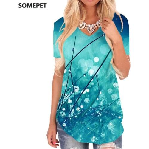 SOMEPET Psychedelic T-shirt women Graphics T-shirts 3d Plant V-neck Tshirt Novel Tshirts Printed Womens Clothing Hip hop Loose