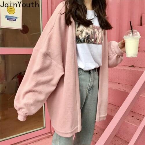 Joinyouth Winter Clothes Women 2020 Fashion Sweater Harajuku Thicken Medium Length Knitted Cardigan Weater Loose Coat Outwear