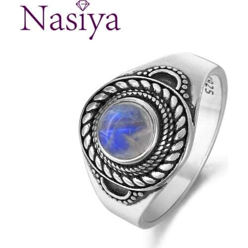 Top Brand Vintage Ring For Women 925 Sterling Silver Jewelry High Quality Moonstone Party Anniversary Wedding Engagement Gift